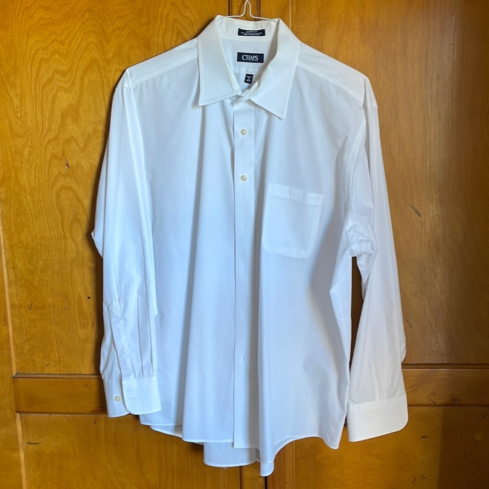 Mens Chaps classic fit wrinkle free 18 34/35 XL button down dress shirt